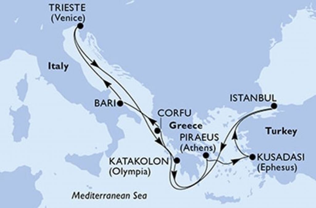 Splendida-Route MEDITERRANEO – Crociera MSC